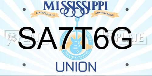 SA7T6G Mississippi License Plate