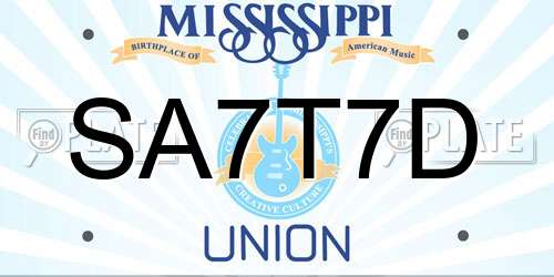 SA7T7D Mississippi License Plate
