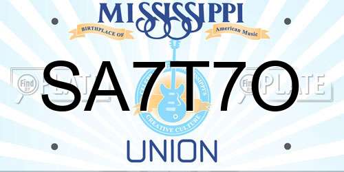 SA7T7O Mississippi License Plate
