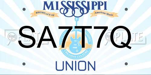 SA7T7Q Mississippi License Plate