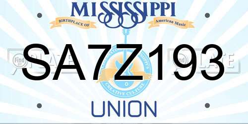 SA7Z193 Mississippi License Plate