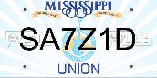 SA7Z1D Mississippi License Plate