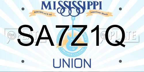 SA7Z1Q Mississippi License Plate