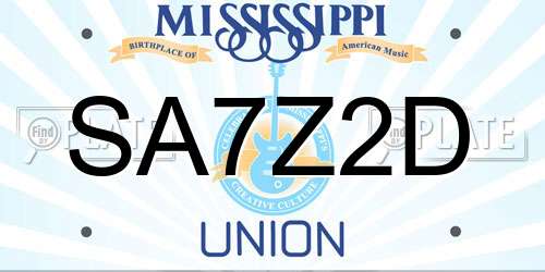 SA7Z2D Mississippi License Plate