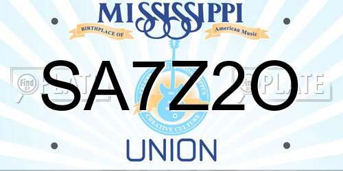 SA7Z2O Mississippi License Plate