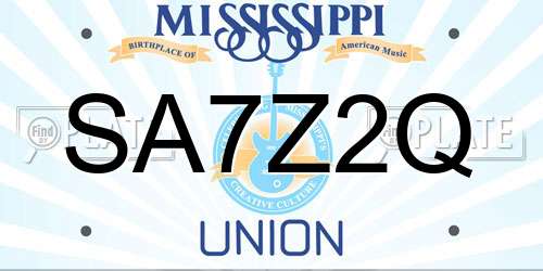 SA7Z2Q Mississippi License Plate