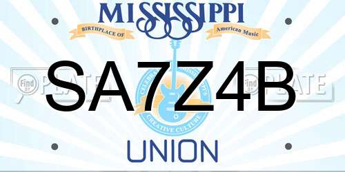 SA7Z4B Mississippi License Plate