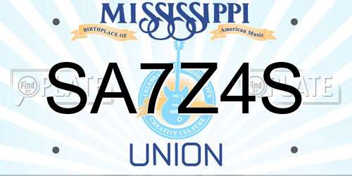 SA7Z4S Mississippi License Plate