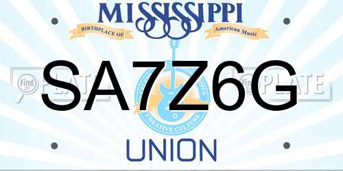SA7Z6G Mississippi License Plate