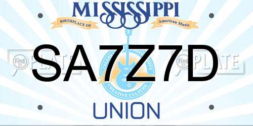 SA7Z7D Mississippi License Plate
