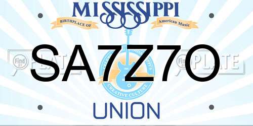 SA7Z7O Mississippi License Plate