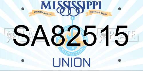 SA82515 Mississippi License Plate