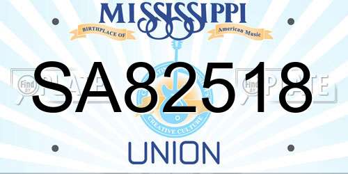 SA82518 Mississippi License Plate