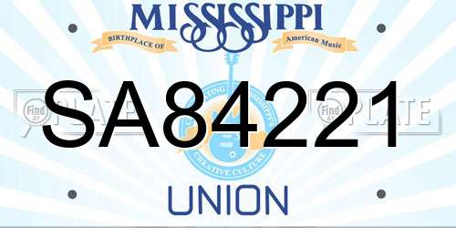 SA84221 Mississippi License Plate