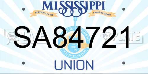 SA84721 Mississippi License Plate