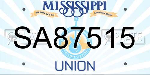 SA87515 Mississippi License Plate