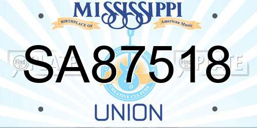 SA87518 Mississippi License Plate