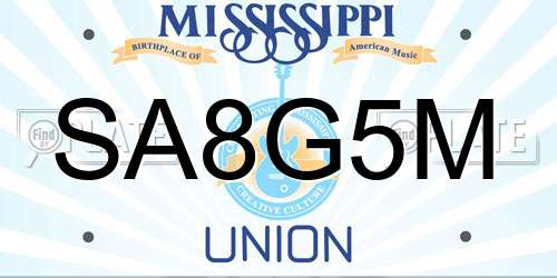 SA8G5M Mississippi License Plate