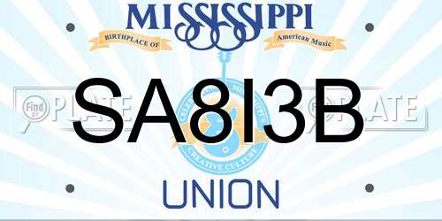SA8I3B Mississippi License Plate