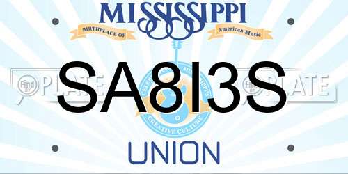 SA8I3S Mississippi License Plate