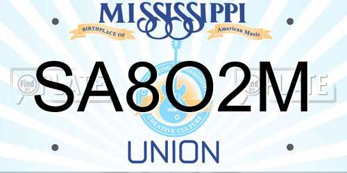 SA8O2M Mississippi License Plate