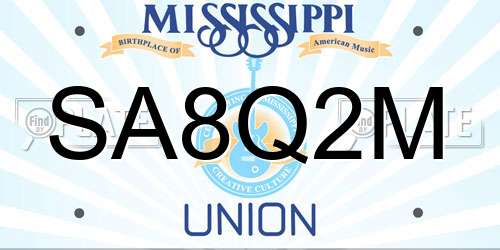 SA8Q2M Mississippi License Plate