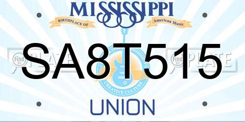 SA8T515 Mississippi License Plate