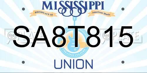 SA8T815 Mississippi License Plate
