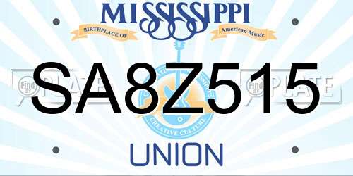 SA8Z515 Mississippi License Plate