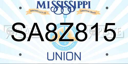 SA8Z815 Mississippi License Plate