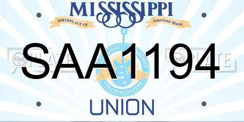 SAA1194 Mississippi License Plate