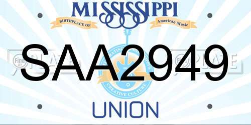 SAA2949 Mississippi License Plate