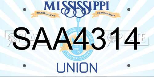 SAA4314 Mississippi License Plate