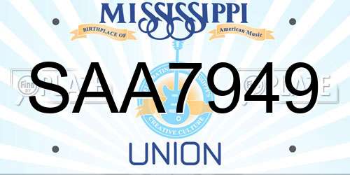 SAA7949 Mississippi License Plate