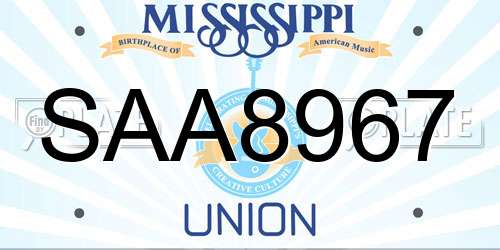 SAA8967 Mississippi License Plate