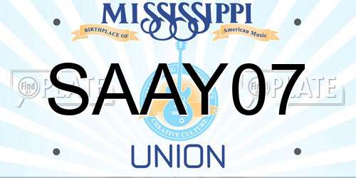 SAAY07 Mississippi License Plate
