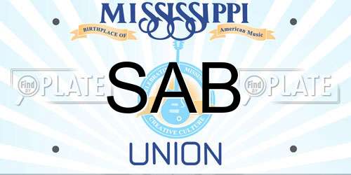 SAB Mississippi License Plate