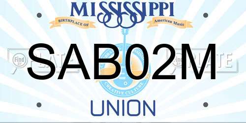 SAB02M Mississippi License Plate
