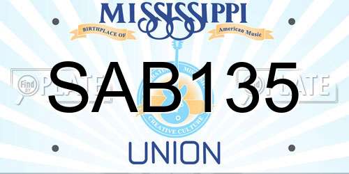 SAB135 Mississippi License Plate