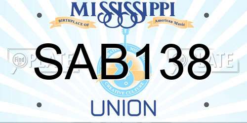 SAB138 Mississippi License Plate
