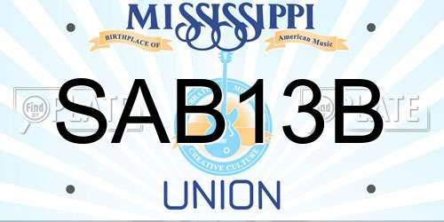 SAB13B Mississippi License Plate
