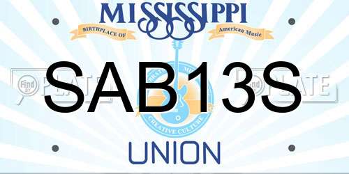 SAB13S Mississippi License Plate