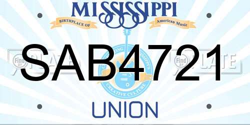 SAB4721 Mississippi License Plate
