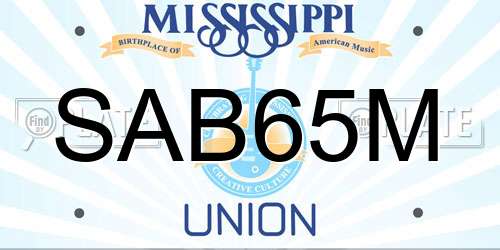 SAB65M Mississippi License Plate