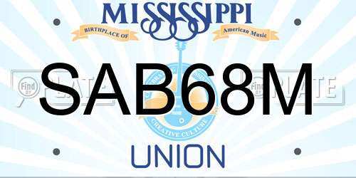 SAB68M Mississippi License Plate
