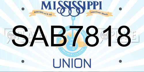 SAB7818 Mississippi License Plate