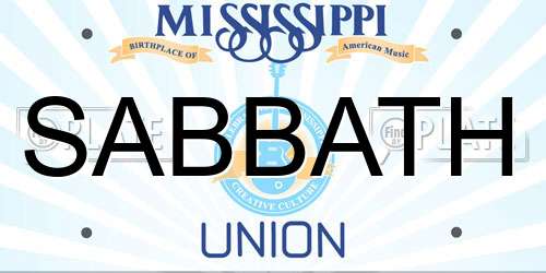 SABBATH Mississippi License Plate