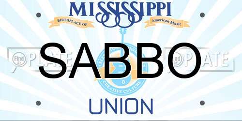 SABBO Mississippi License Plate