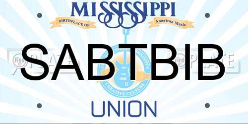 SABTBIB Mississippi License Plate