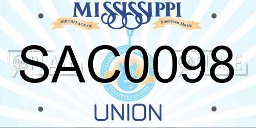 SAC0098 Mississippi License Plate